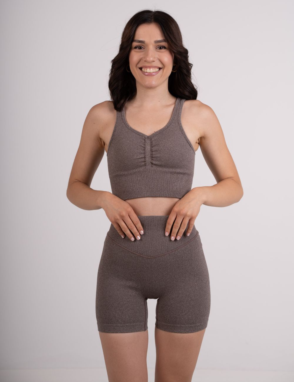 Καφέ Ribbed Push Up Σετ